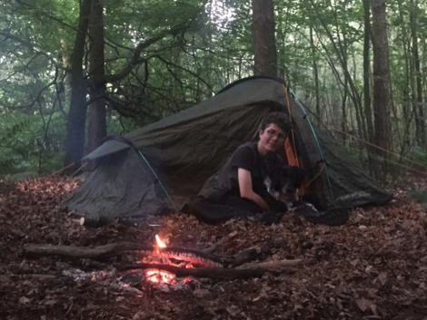 Jack and Indy with tent